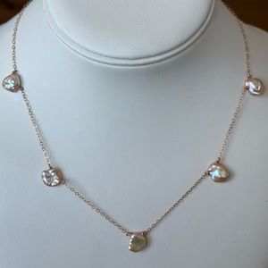 ✨ STUNNING HANDMADE PINK KESHI PEARL STATION NECKLACE ✨
